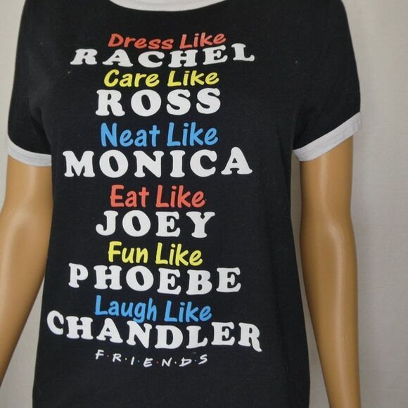FRIENDS Ringer Tee T Shirt Ross Chandler Phoebe Lg - Picture 1 of 9